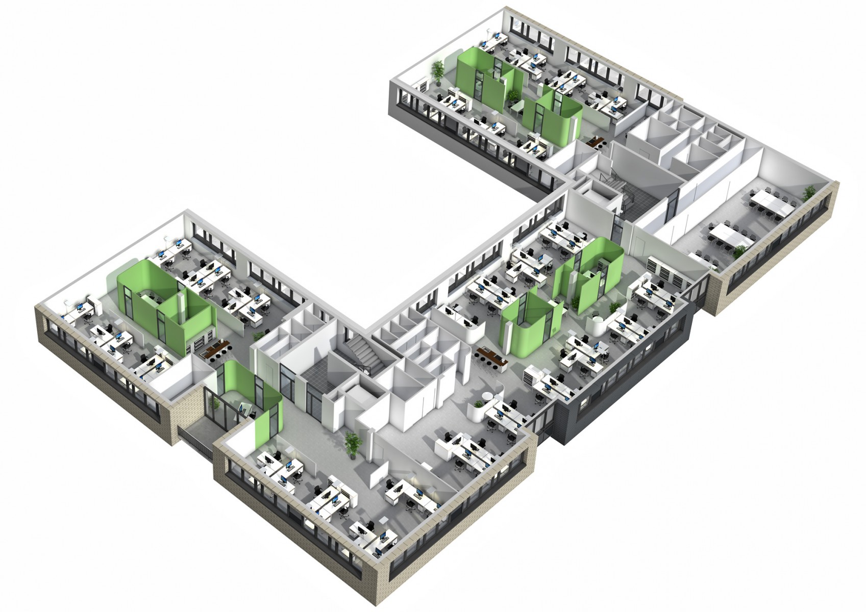 Bürohaus Berlin, 3D-Grundriss 2010